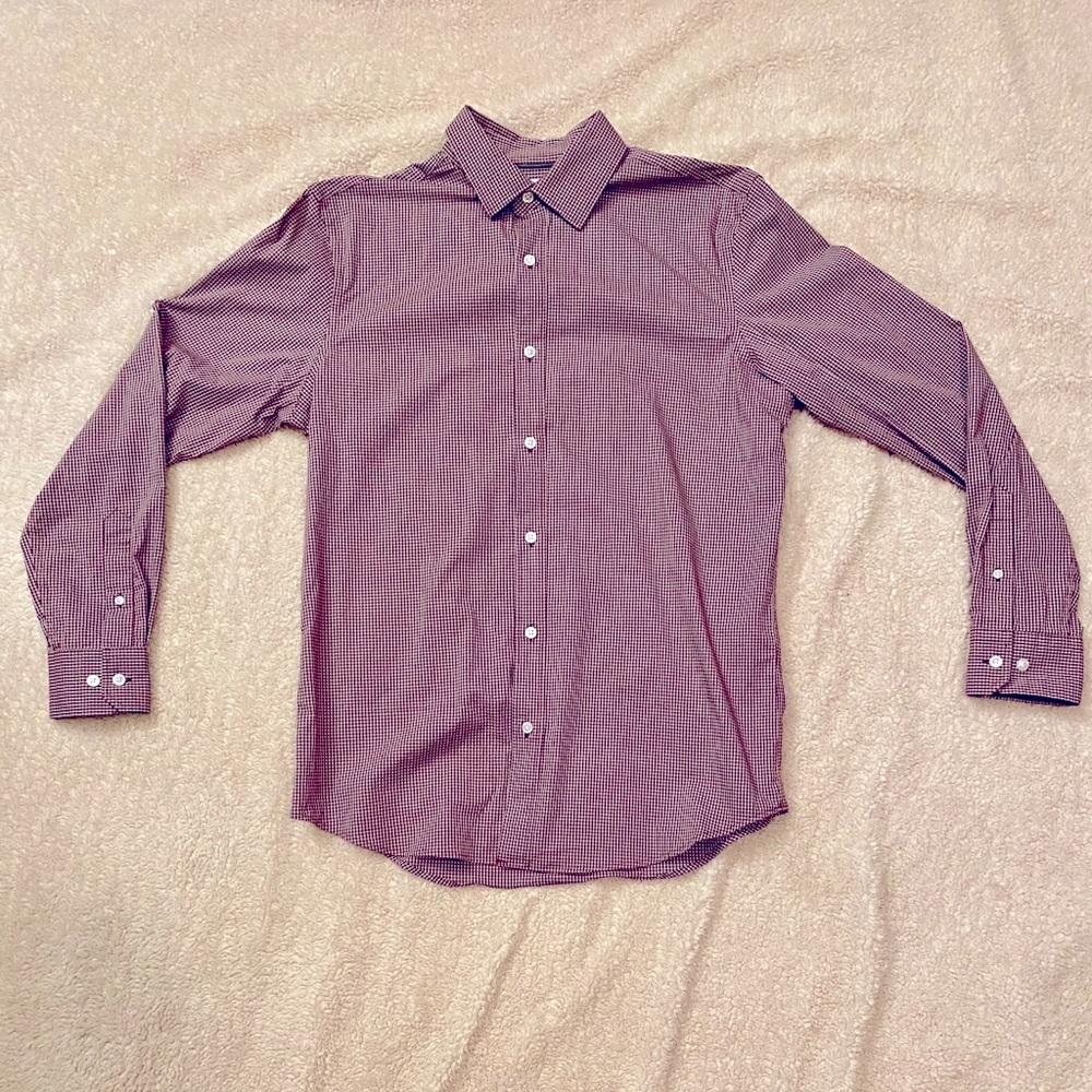 Red and White Plaid Dress Shirt Size Large